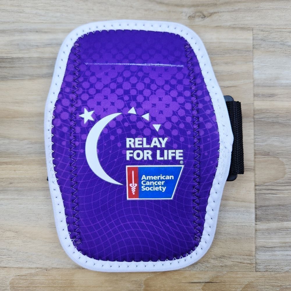 💜NWOT American Cancer Society Relay For Life Purple Soft Armband Phone Holder
